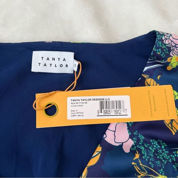 TANYA TAYLOR Audrey Mini A-Line Floral Ruffle Puff Sleeve Dress Multicolor 12 - Picture 4 of 8